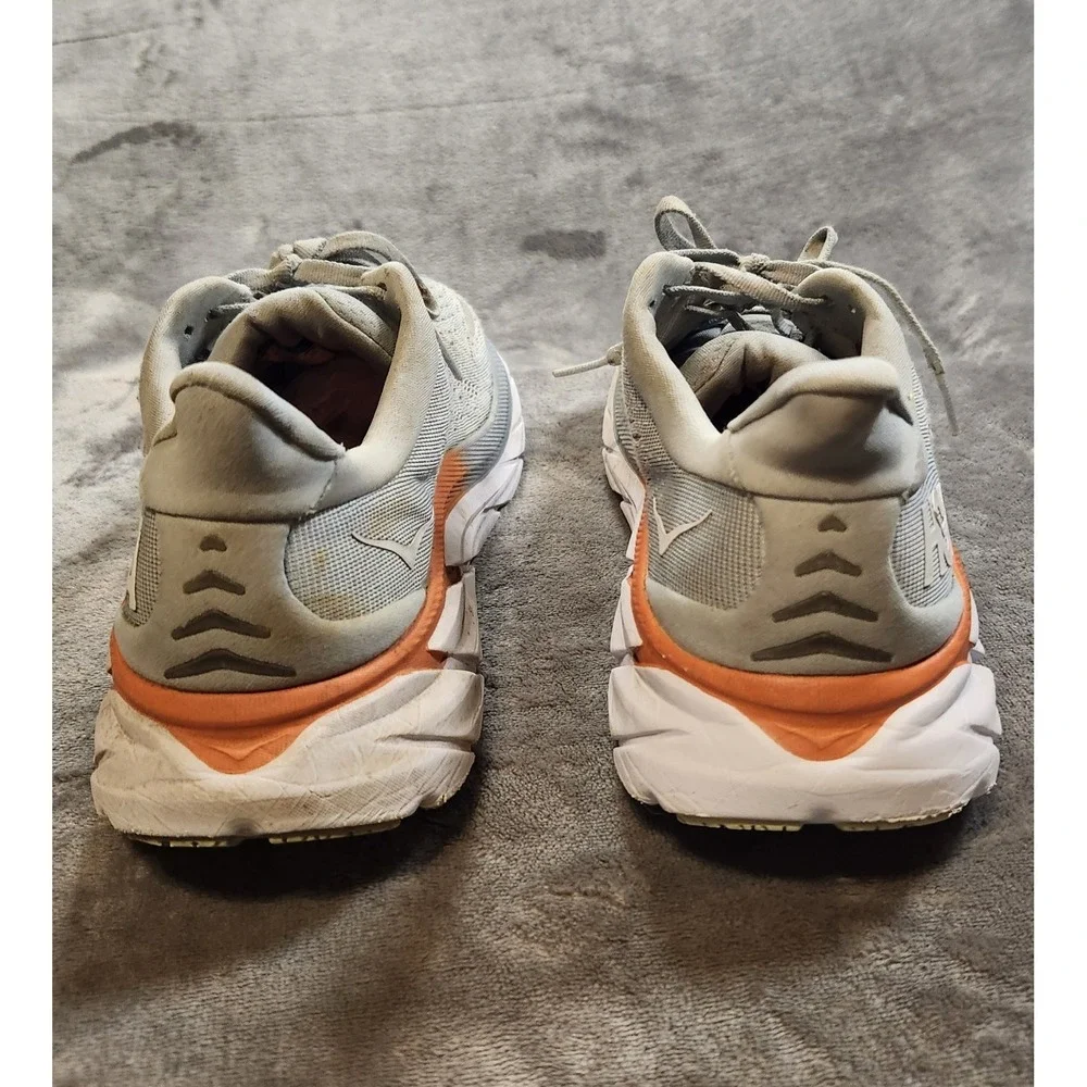 Hoka One One Shoes Womens 8 Gray Orange Clifton 8 Sneakers Running 1119394 BFPA